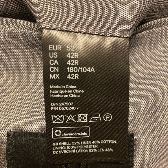 H&M Dark Grey Linen 42R Slim Fit Blazer - Picture 5 of 5